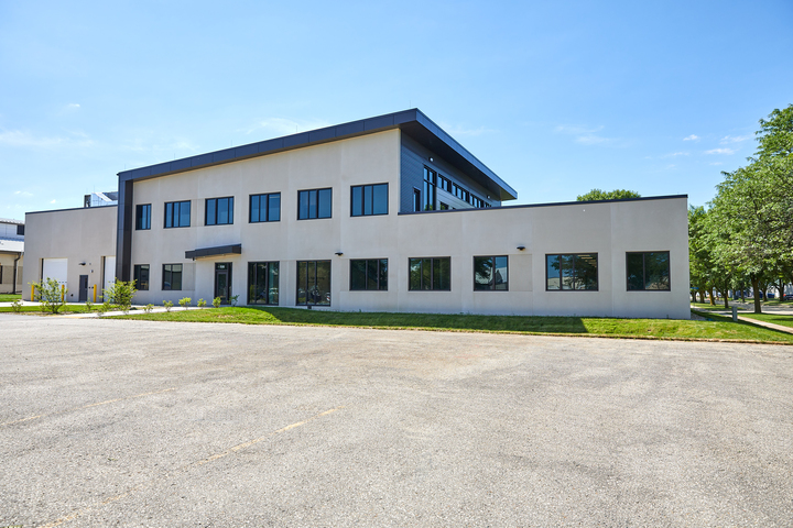 a building with a parking lot